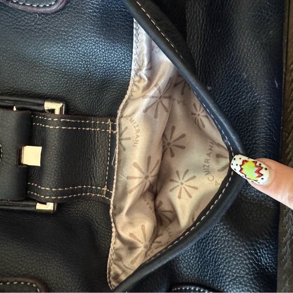 Isaac Mizrahi Navy pebbled leather Shoulder Bag - Picture 7 of 16